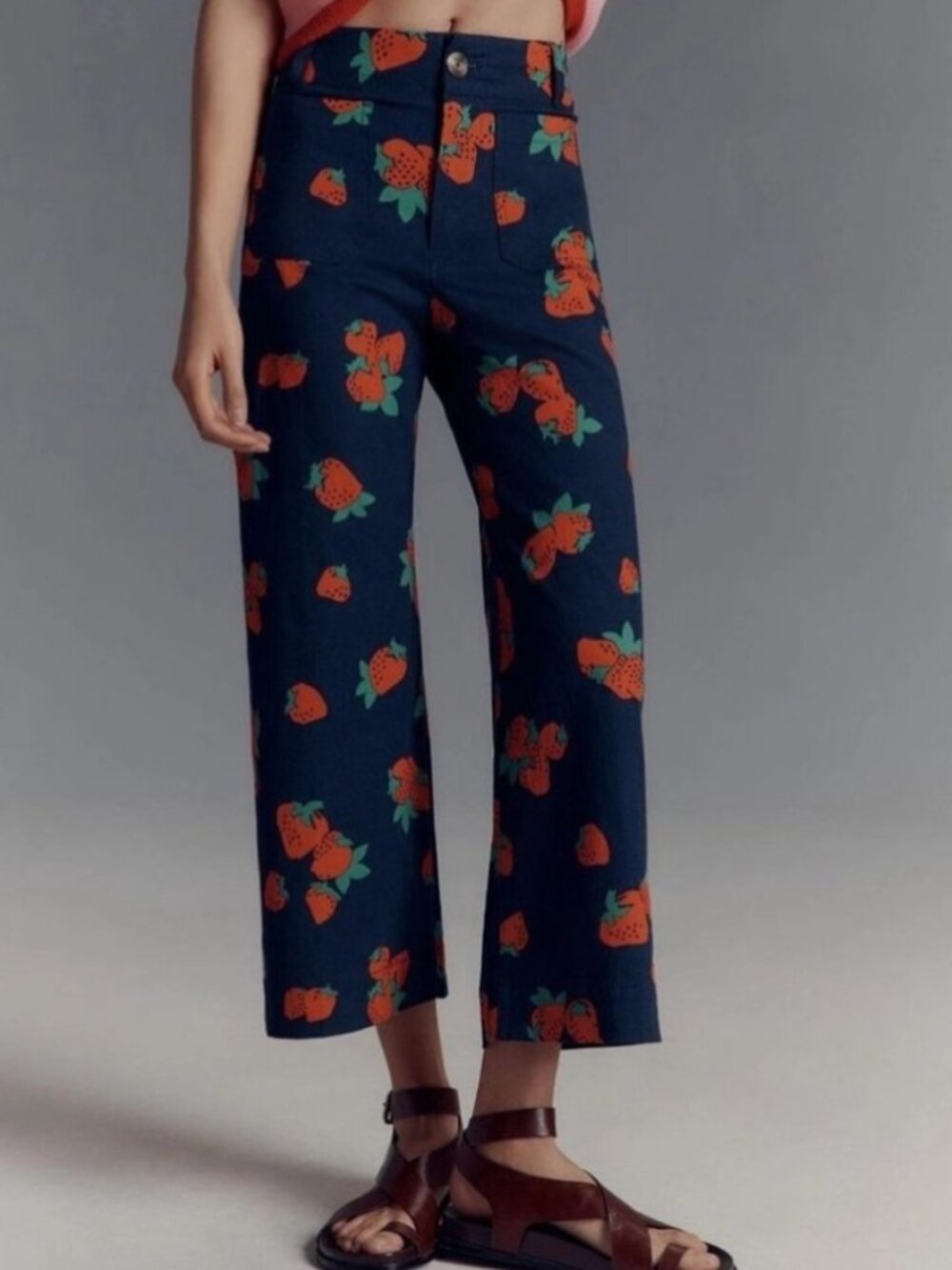 ANTHROPOLOGIE MAEVE the colette strawberry high rise crop pants 28